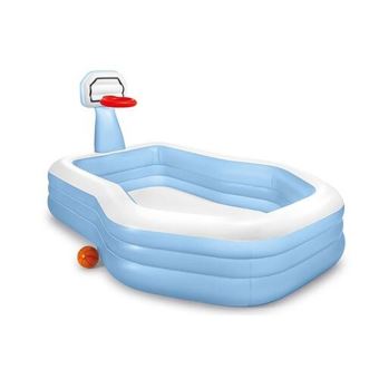 Piscine gonflable Intex octogonale avec panier de basket Bleu et Blanc