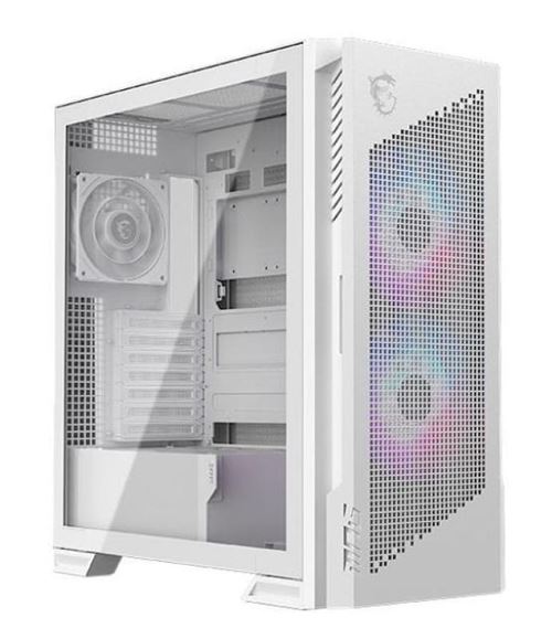 Boîtier PC gaming MSI MPG VELOX 300R PZ moyen tour blanc ARGB avec panneau latéral verre trempé