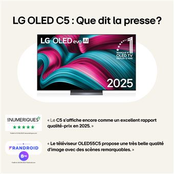 OLED83C5 OLED evo Noir Profond et booster de luminosite 120Hz 4K 210cm IA 2025