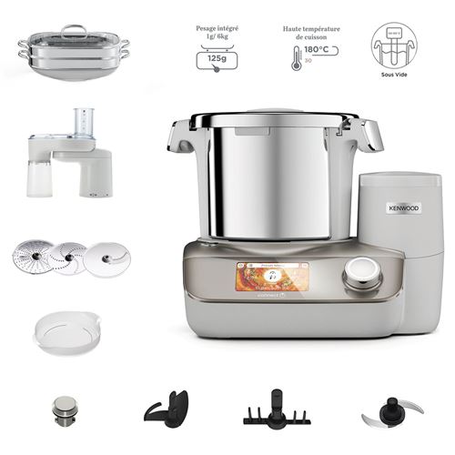 Robot cuiseur connecté Kenwood CookEasy+ Premium CCL50.B9CP 1500 W Blanc et Argent