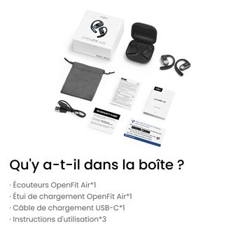 Ecouteurs sans fil True Wireless Shokz OpenFit Air Noir