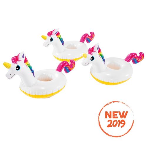 Porte verre gonflable licorne en vinyle blanc