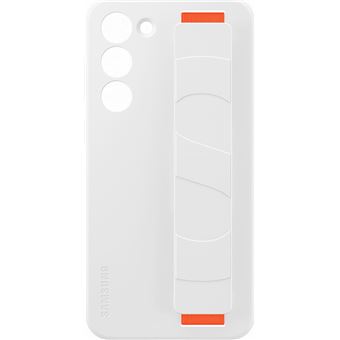 Coque en silicone avec lanière pour Samsung Galaxy S23+ 5G Blanc