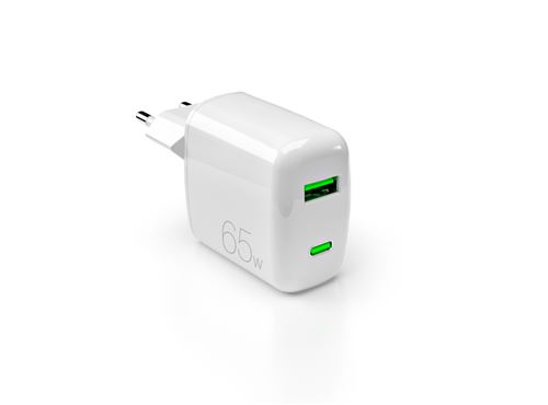 Chargeur pour téléphone mobile Puro Bloc secteur MiniPro USB-A + USB-C 65W Blanc