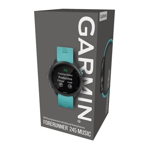 Montre GPS Garmin Forerunner 245 Music Noir avec Bracelet en Silicone Vert  d'Eau