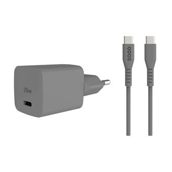 Chargeur QDOS PowerCube Duo USB Type C 25W Gris sidéral
