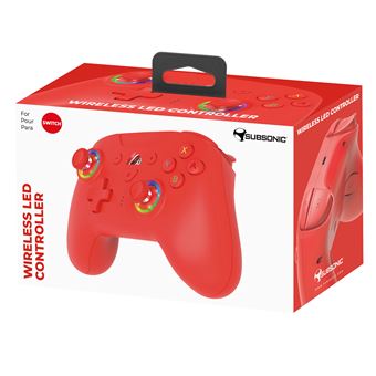 Manette sans fil Subsonic Led Controller Bluetooth pour Nintendo Switch Rouge