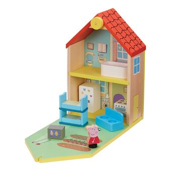 Maison classique en bois Peppa Pig avec 2 personnages