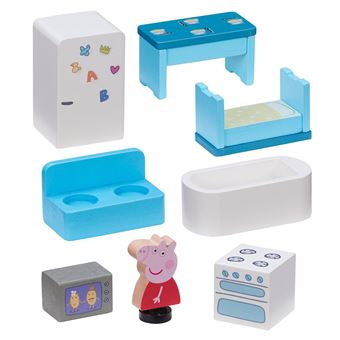 Maison classique en bois Peppa Pig avec 2 personnages