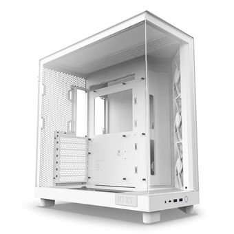 Boîtier PC NZXT H6 FLOW moyen tour blanc avec panneau latéral et avant verre trempé