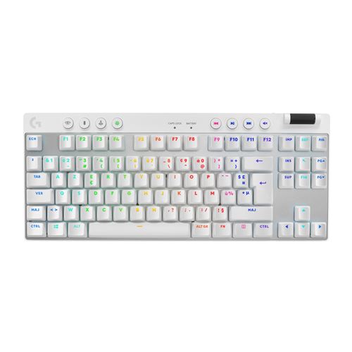 Logitech G PRO X TKL - Toetsenbord - achtergrondverlichting - draadloos - 2.4 GHz, Bluetooth - AZERTY - Frans - toetsschakelaar: Tactile - wit