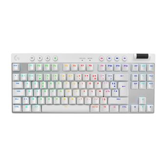 Clavier Gaming mécanique sans fil Azerty Logitech G PRO X TKL Lightspeed Blanc