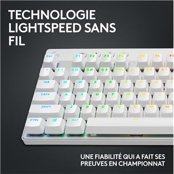 Clavier Gaming mécanique sans fil Azerty Logitech G PRO X TKL Lightspeed Blanc