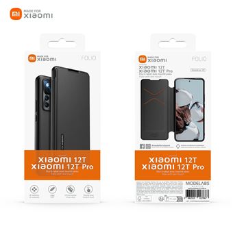 Etui à rabat avec touché peau Made For Xiaomi pour Xiaomi 12T/12T Pro Noir