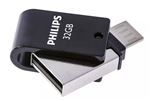 Clé USB 2 en 1 USB 2.0 + Micro USB Philips FM32DA148B 32 Go Noir minuit