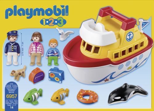 Playmobil 123 bateau crocodile+fille