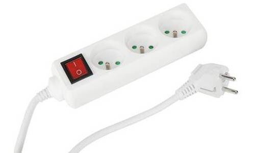 Multiprise Temium 3 Prises et Interrupteur 1,5M Blanc