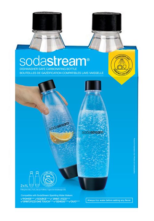 Pack de 2 bouteilles Sodastream Fuse 1L Noir