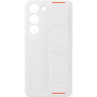 Coque en silicone avec lanière pour Samsung Galaxy S23 5G Blanc