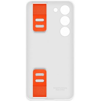 Coque en silicone avec lanière pour Samsung Galaxy S23 5G Blanc