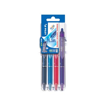 Set 4 stylos Pilot Pen Frixion Clicker 07 Set2Go Noir Bleu Rouge et Vert