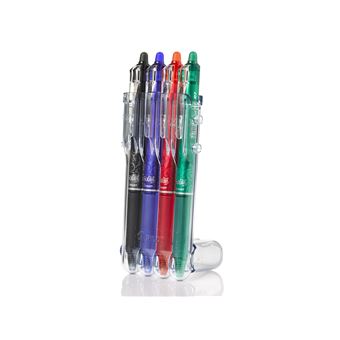 Set 4 stylos Pilot Pen Frixion Clicker 07 Set2Go Noir Bleu Rouge et Vert