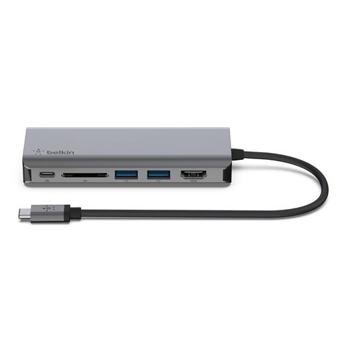 Adaptateur USB-C Belkin Connect Multiport 6-in-1 Gris