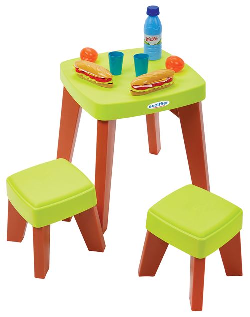 Jeu d'imitation Ecoiffier Table pique-nique avec 2 tabourets 38 cm