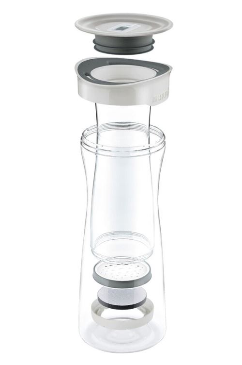 BRITA Bouteille Filtrante 1,3 L Gris Pastel, Avec Filtre MicroDisc, Réduit Chlore Et Particules