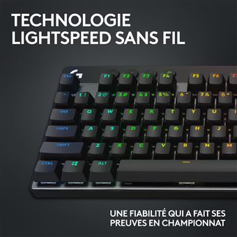 Clavier Gaming mécanique sans fil Azerty Logitech G PRO X TKL Lightspeed Noir