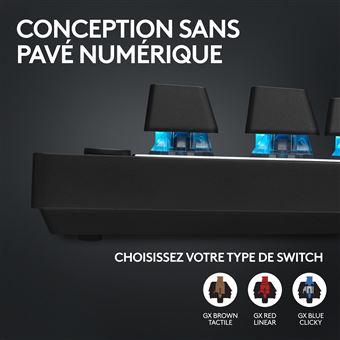 Clavier Gaming mécanique sans fil Azerty Logitech G PRO X TKL Lightspeed Noir