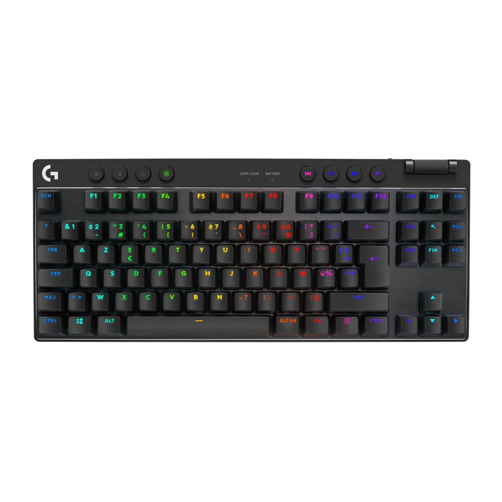 Clavier Gaming mécanique sans fil Azerty Logitech G PRO X TKL Lightspeed Noir