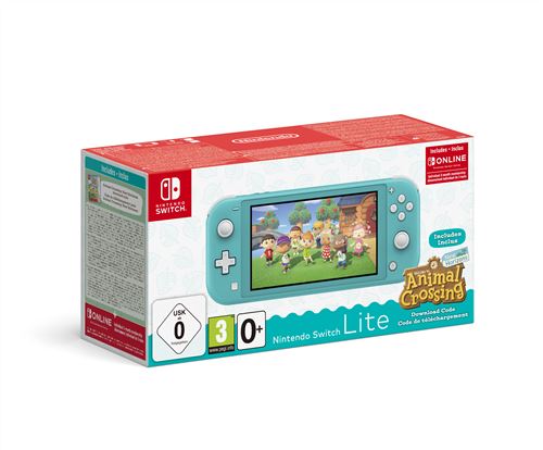 Pack Console Nintendo Switch Lite Turquoise + Animal Crossing : New Horizon + 3 mois d’abonnement Nintendo Switch Online