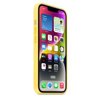 Apple - Coque de protection pour téléphone portable - compatibilité avec MagSafe - silicone - jaune canari - pour iPhone 14