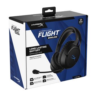 Micro casque gaming sans fil HyperX Cloud Flight pour PS5 et PS4 Noir et bleu