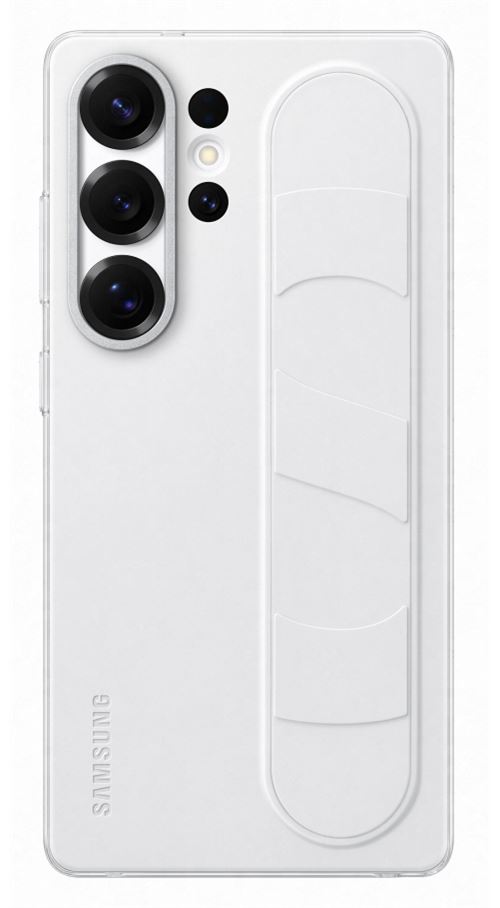 Coque en silicone avec lanière et support blanc pour Samsung Galaxy S25 Ultra