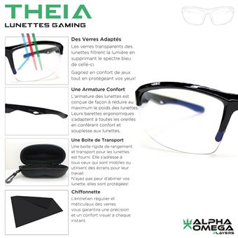 Lunettes gaming anti lumière bleue Alpha Omega Players Theia Noir