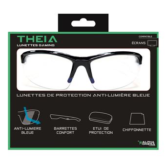 Lunettes gaming anti lumière bleue Alpha Omega Players Theia Noir