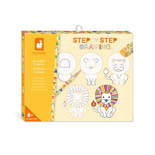 Dessin et coloriage enfant Janod Step by step drawing 20 modèles animaux - Janod