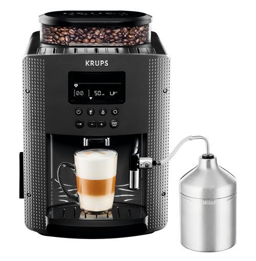 Expresso Avec Broyeur Krups Yy4539Fd Essential 1450 W Gris Avec Mousseur Et 1 Paquet De Café Starbucks