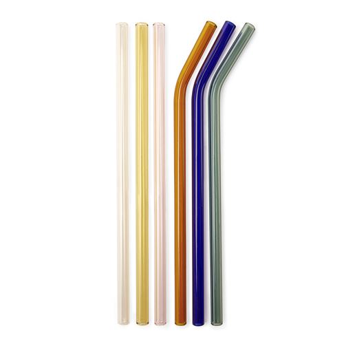 KIKKERLAND COLORFUL REUSABLE GLASS STRAWS