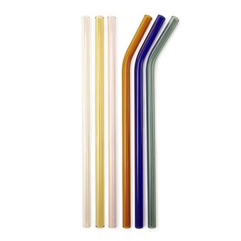 Pailles en verre réutilisables colorées Kikerland