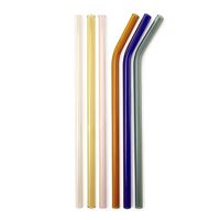 Pailles en verre réutilisables colorées Kikkerland