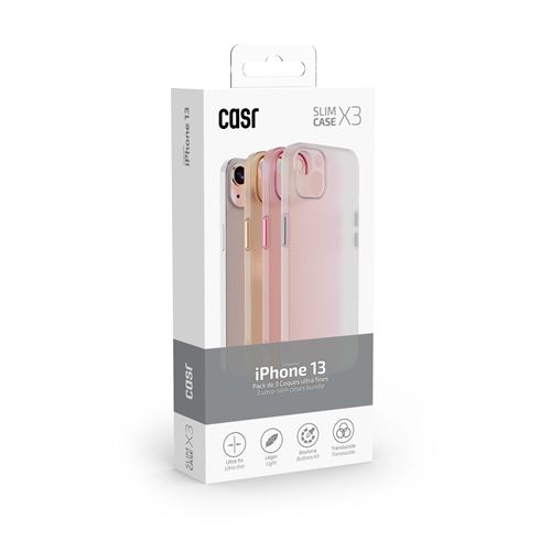 Packung mit 3 ultradünnen Schutzhüllen für iPhone 13 Casr helle Farben