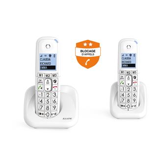 Téléphone fixe sans fil Alcatel XL785 Voice Duo Blanc - Téléphone sans fil