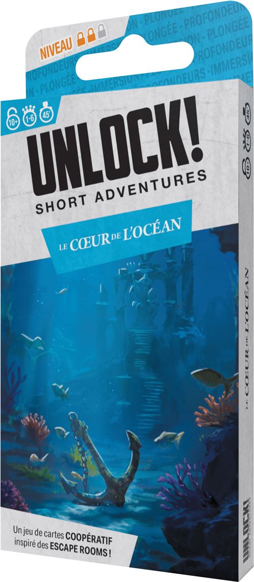 Jeu d'escape game Asmodee Unlock! Short 12 Le cœur de 'océan