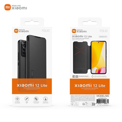 Etui à rabat avec touché peau Made For Xiaomi pour Xiaomi 12 Lite Noir