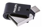 Clé USB 2 en 1 USB 2.0 + Micro USB Philips FM64DA148B 64 Go Noir minuit