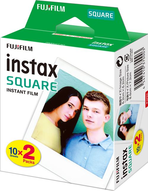 Film Fujifilm Instax Square Bi-Pack 2 x 10 poses avec cadre blanc