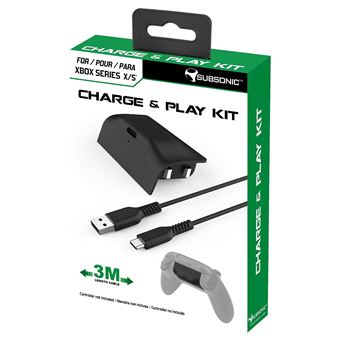 Pack Batterie et câble de recharge Subsonic pour manette Xbox Séries X/S Noir